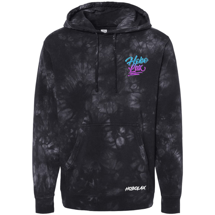 Black tie-dye lacrosse hoodie with &